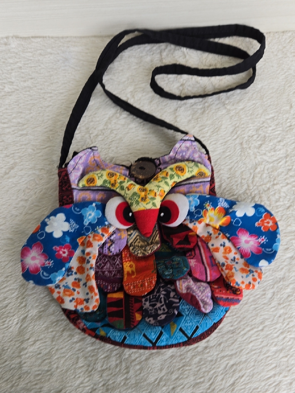 Handcrafted Multicolor Owl Crossbody Bag,Authentic collectible